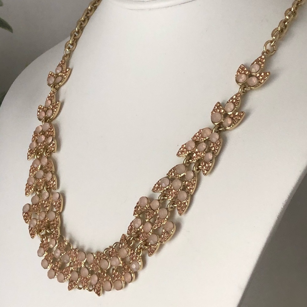 INC Statement Necklace Gold Flower Crystal